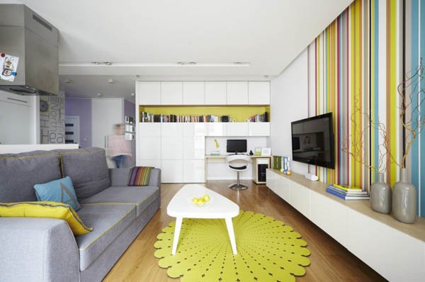 Kolorowy apartament, w którym doskonale wyważono kolory