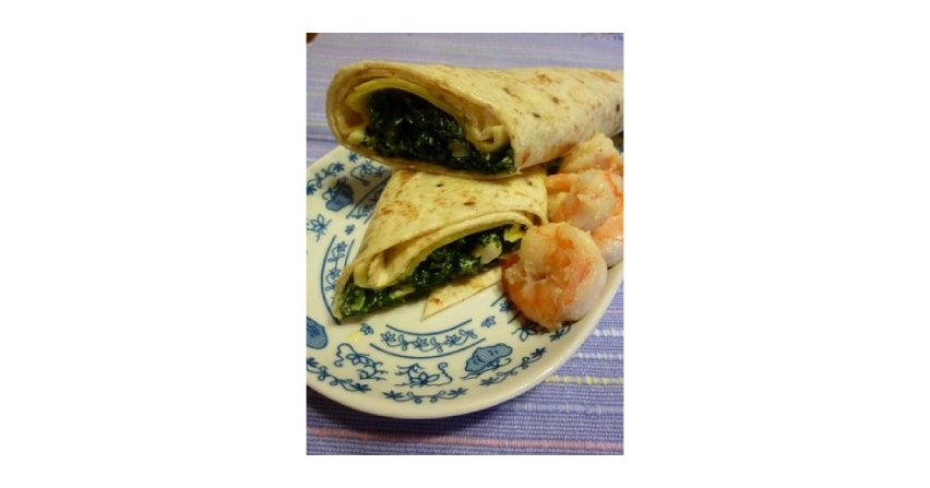 Tortille z jarmużem i krewetkami