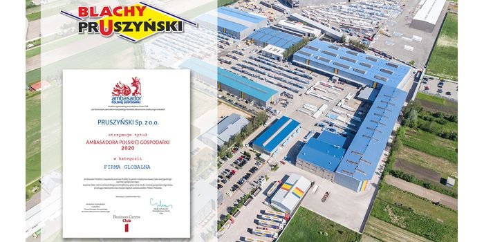 Ambasador Polskiej Gospodarki 2020 – wyróżnienie dla Blachy Pruszyński
