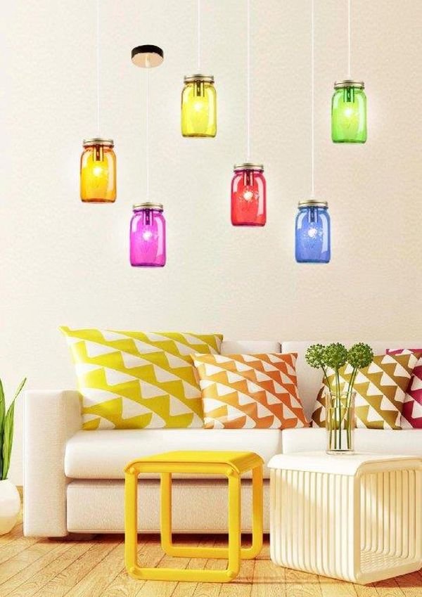 Kolorowe lampy Jars w kształcie słoików