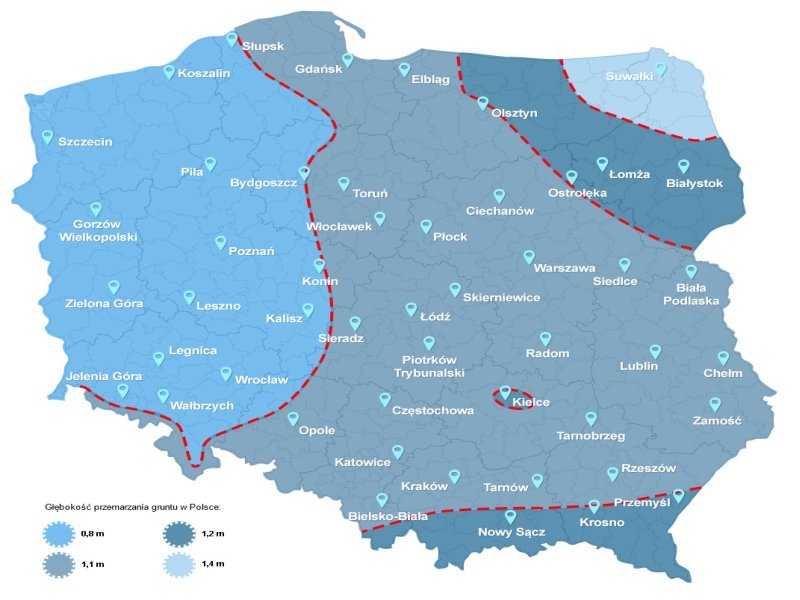 Głębokość zamarzania gruntu w Polsce