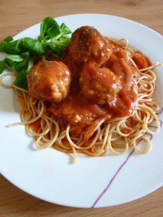 spaghetti z klopsami