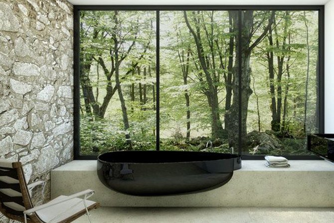 czarna wanna trendshomedesign minimalist design bathroom