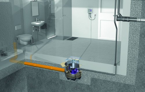 Przykład zabudowy przepompowni Aqualift F Compact