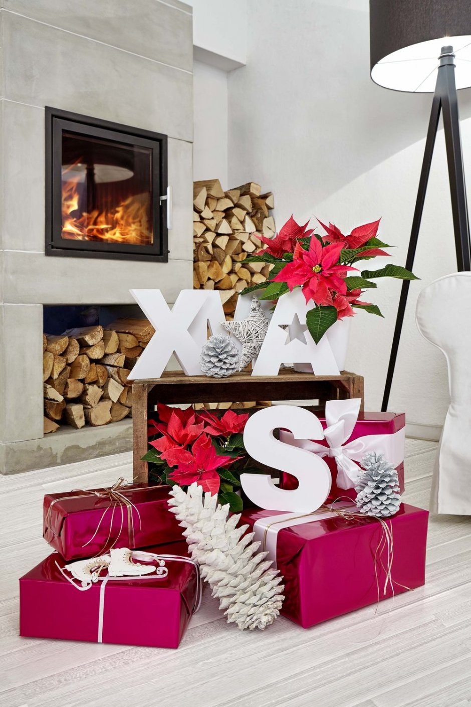 weihnachtsstern modern wohnzimmer