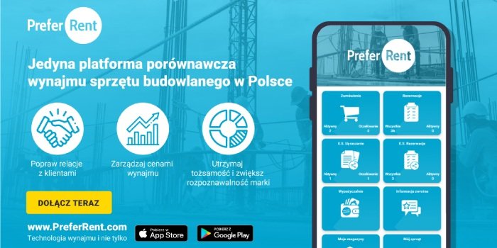 Jedyna platforma por&oacute;wnawcza wynajmu sprzętu budowlanego w Polsce