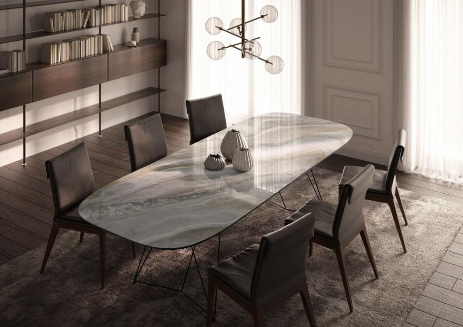 spieki laminam diamond onice grigio jadalnia