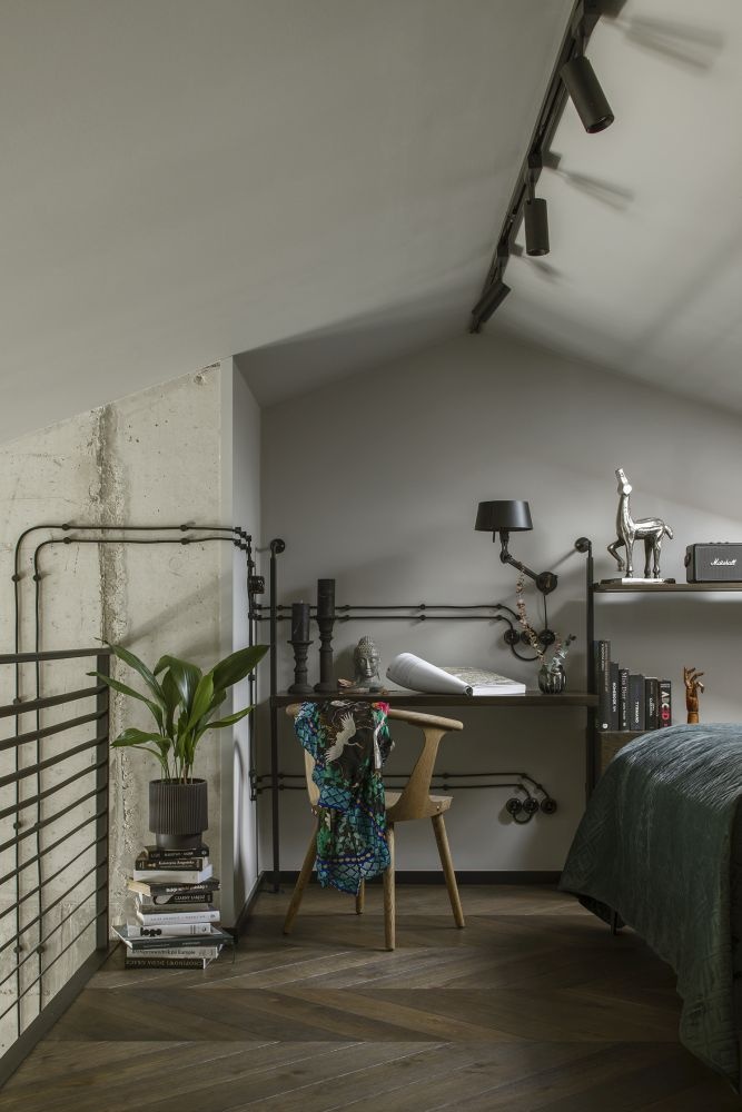 apartament w meskim stylu mango antresola biurko investments