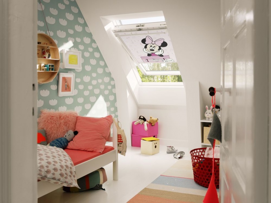 pokoj dla malego dziecka na poddaszu velux
