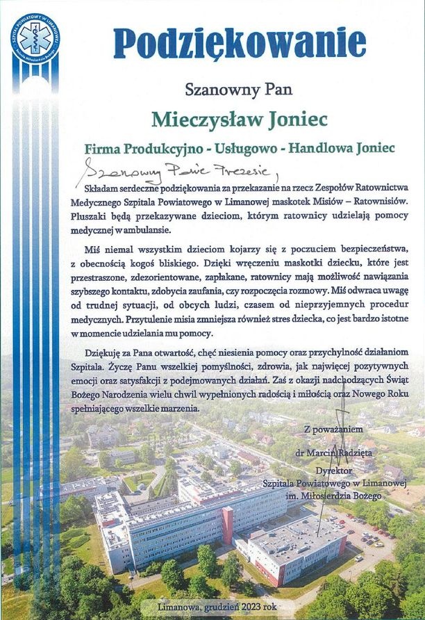 joniec misie ratownisie podziekowania