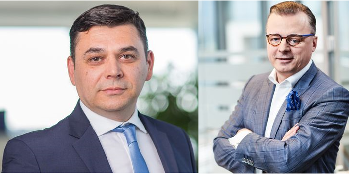 Od lewej: nowy dyrektor zarządzający Igor Skelin i poprzedni dyrektor Tomasz Dobryniewski&nbsp;