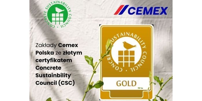 Zakłady Cemex Polska wyr&oacute;żnione złotym certyfikatem CSC