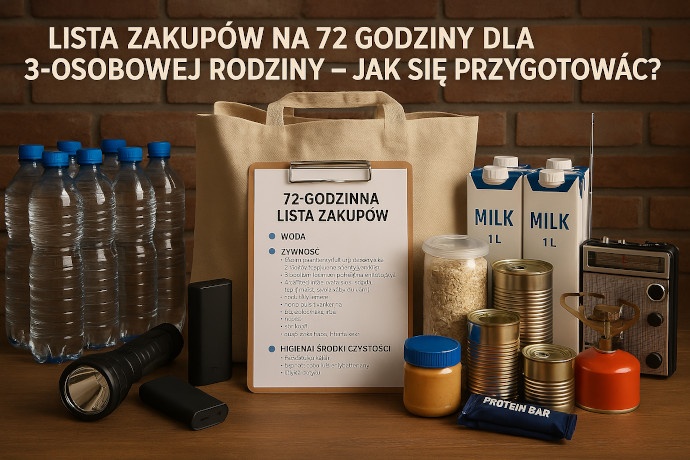 Lista zakup&oacute;w na 72 godziny dla 3-osobowej rodziny- spiżarnia preppersa - jak się przygotować?