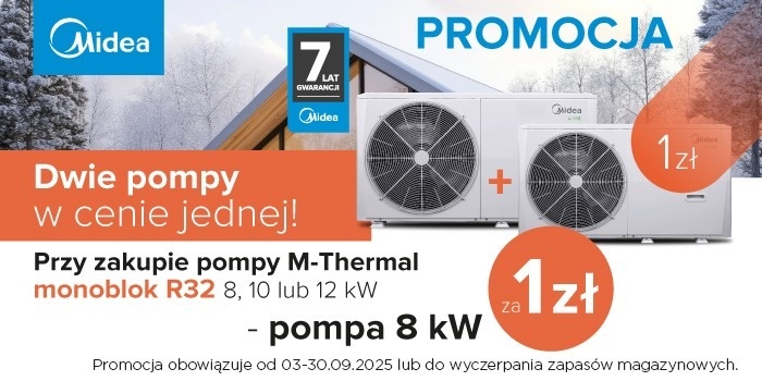 Midea M-Thermal monoblok R32 &ndash; dodatkowa pompa ciepła 8 kW za 1 zł