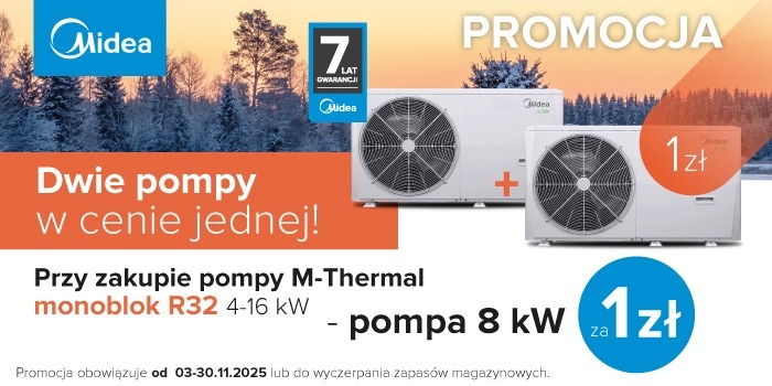 Promocja na pompy ciepła Midea M-Thermal monoblok R32