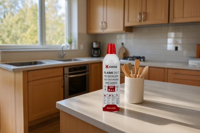 spray gaśniczy na kuchennym stole