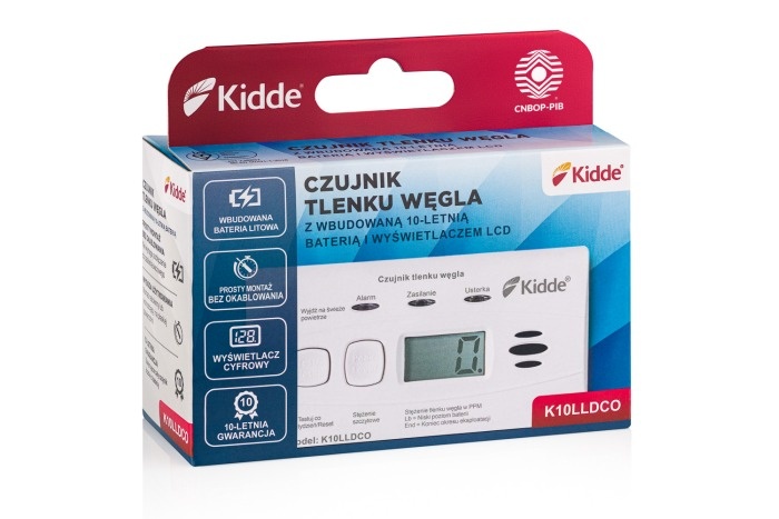 Czujnik tlenku węgla Kidde w opakowaniu