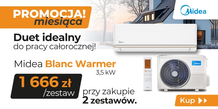Produkt miesiąca w Technabie &ndash; klimatyzator Midea Blanc Warmer 3,5 kW do pracy całorocznej. Fot Technab