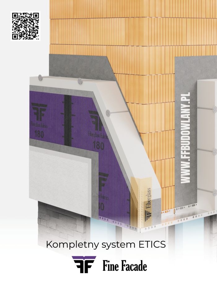 przekrój ściany i system Fiberglass