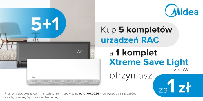 Dodatkowy klimatyzator za 1 zł &ndash; Midea startuje z akcją 5+1 dla instalator&oacute;w RAC