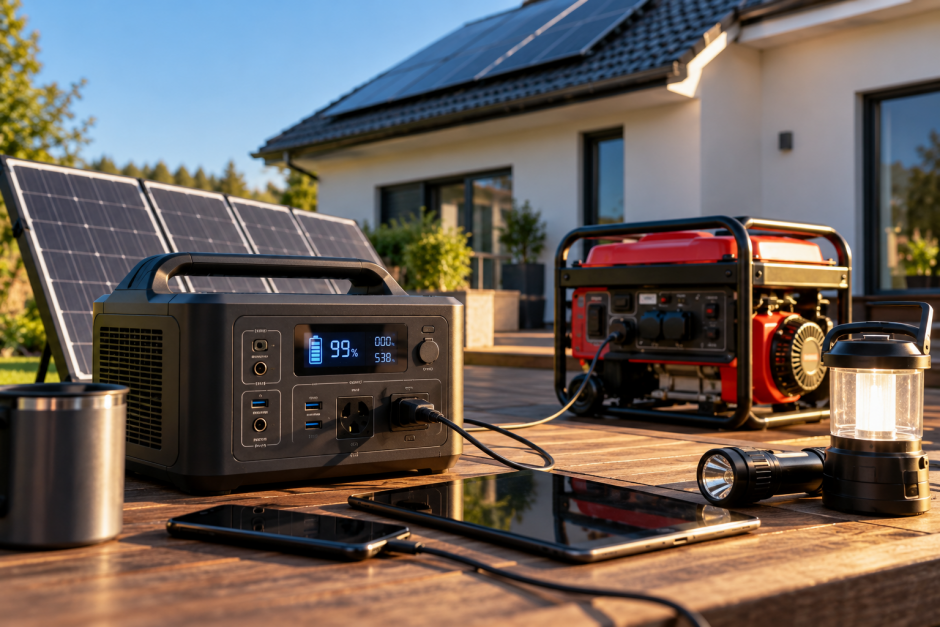 zasilanie awaryjne pod domem z panelami solarnymi
